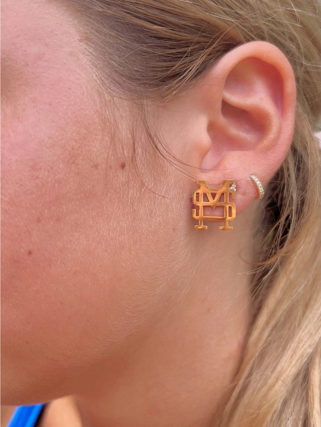 Oversized M Over S Gold Studs