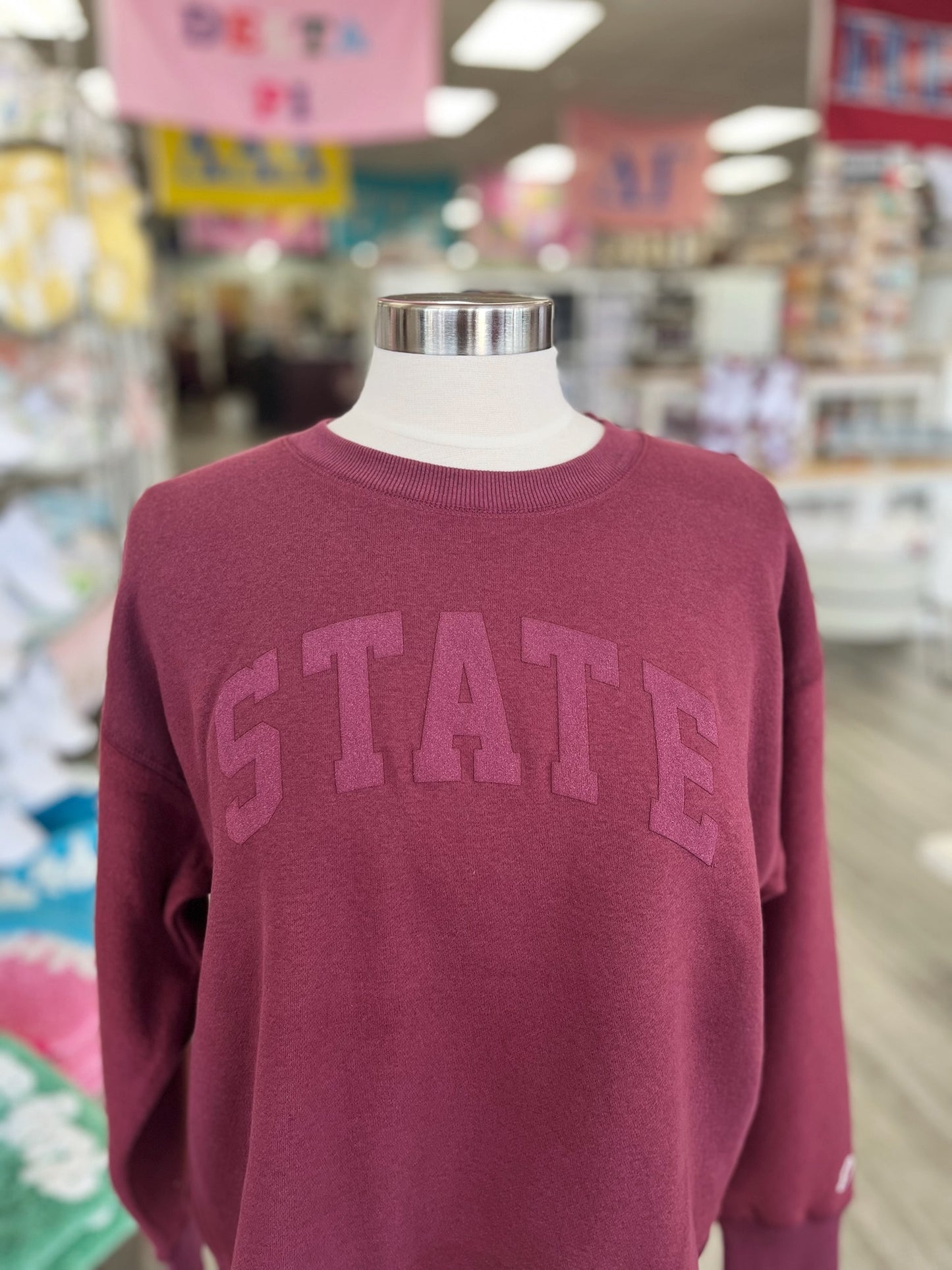 State Maroon Monochrome Reverse Fleece Sweatshirt