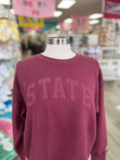 State Maroon Monochrome Reverse Fleece Sweatshirt