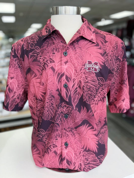 Tommy Bahama Hawaiian Inspired M Banner Button Up
