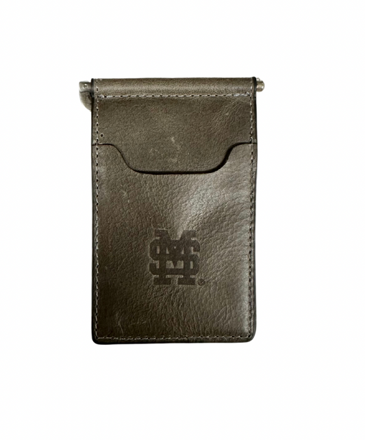 Grey Leather M over S Debossed Wallets