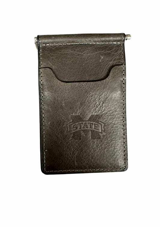 Grey M Banner Pocket Wallet with Clip Front