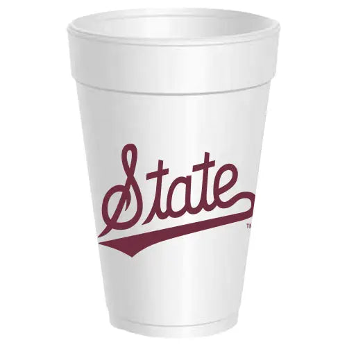 State Script Styrofoam Cups