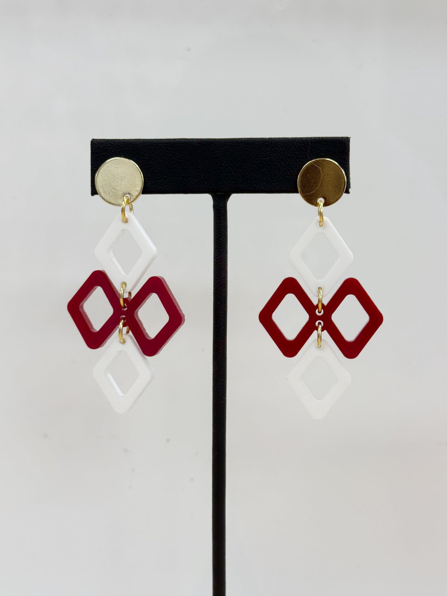 ALEXA MAROON & WHITE EARRINGS