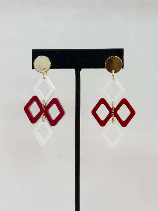 ALEXA MAROON & WHITE EARRINGS