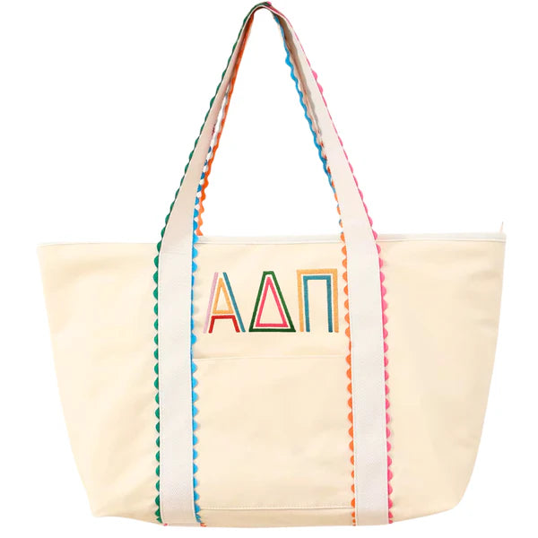 Multicolor Embroidered Sorority Tote