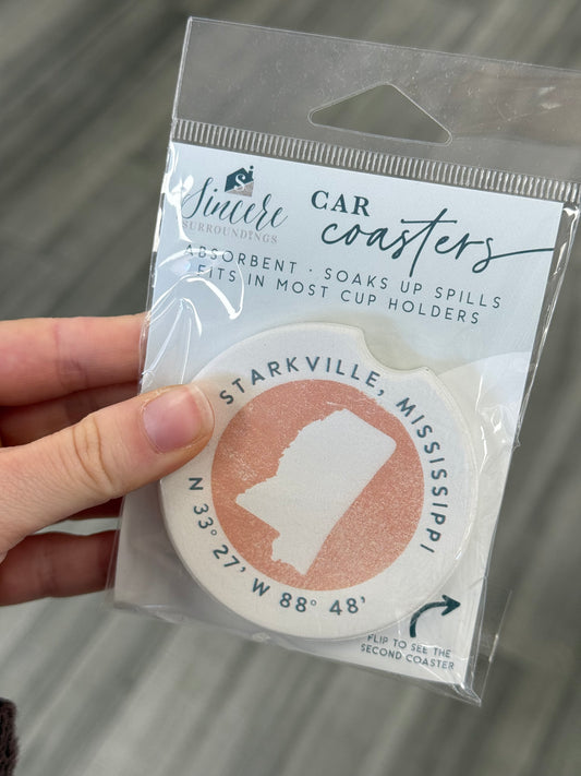 State Coordinates Car Coaster Set
