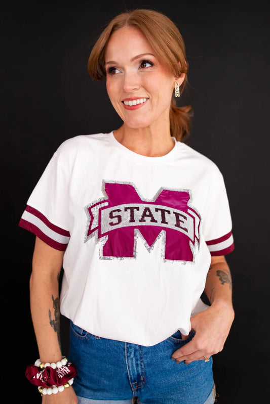 M Banner Sequin Logo Shirt