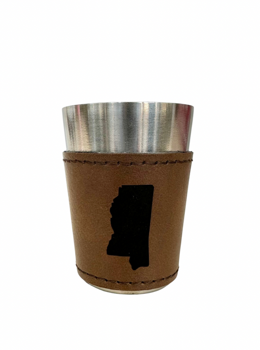 Mississippi Leather Wrapped Shot Glass
