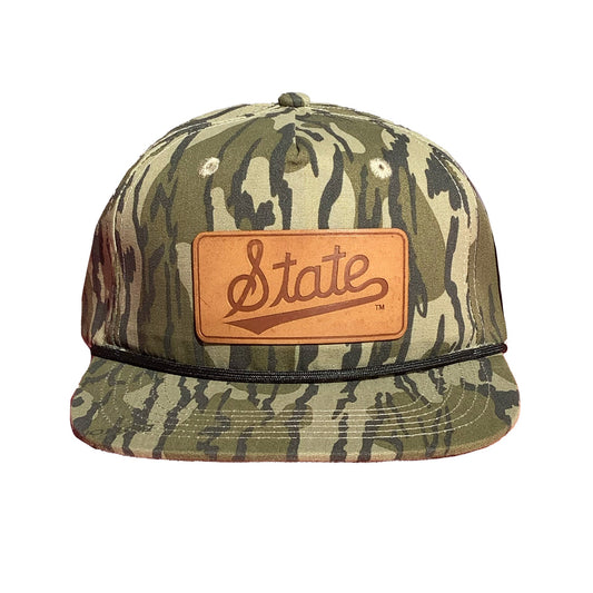 State Script Leather Patch Bottomland Hat