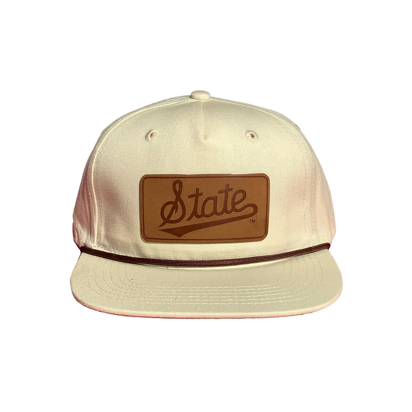 State Script Leather Patch Cream Hat