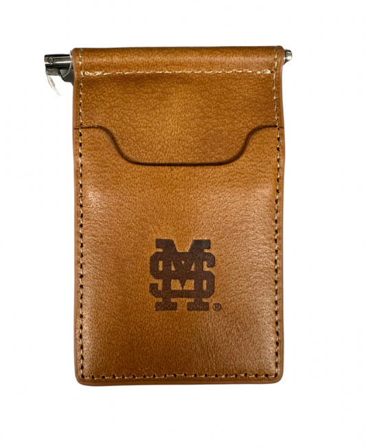 Tan M Over S Pocket Wallet with Clip Front