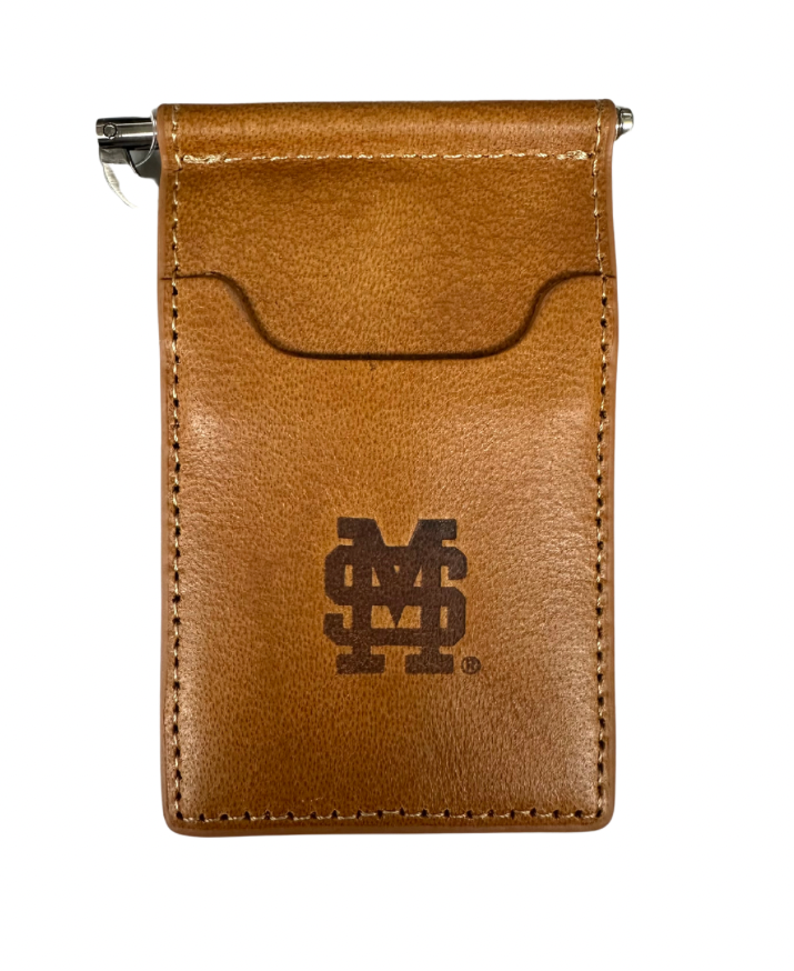 Tan Leather M over S Debossed Wallets