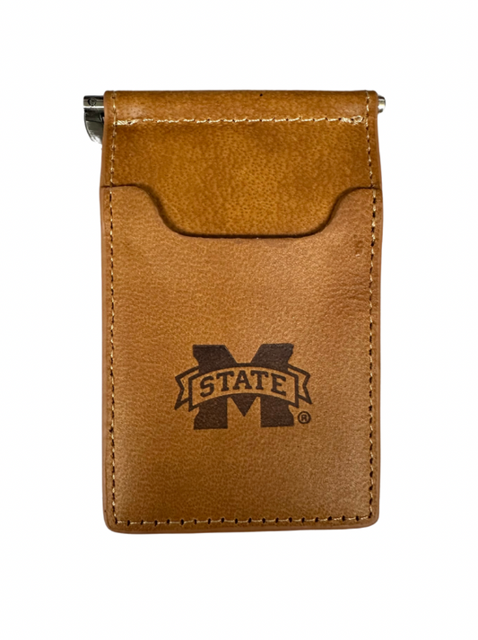 Tan M Banner Pocket Wallet with Clip Front