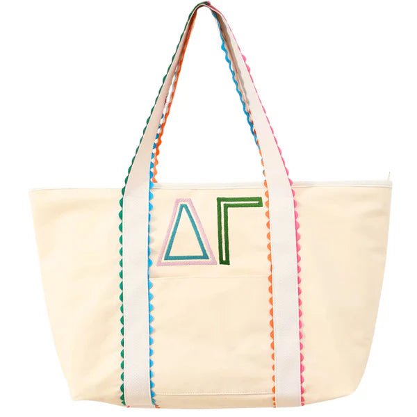 Multicolor Embroidered Sorority Tote