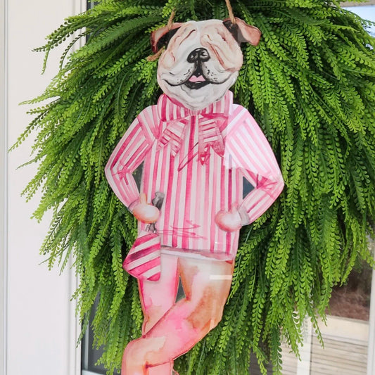 Striped Bulldog Door Hanger