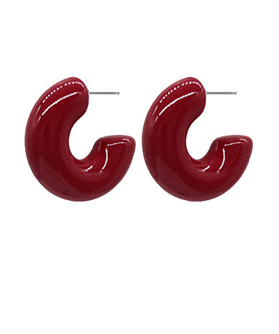 Maroon Chunky Hoop Earrings