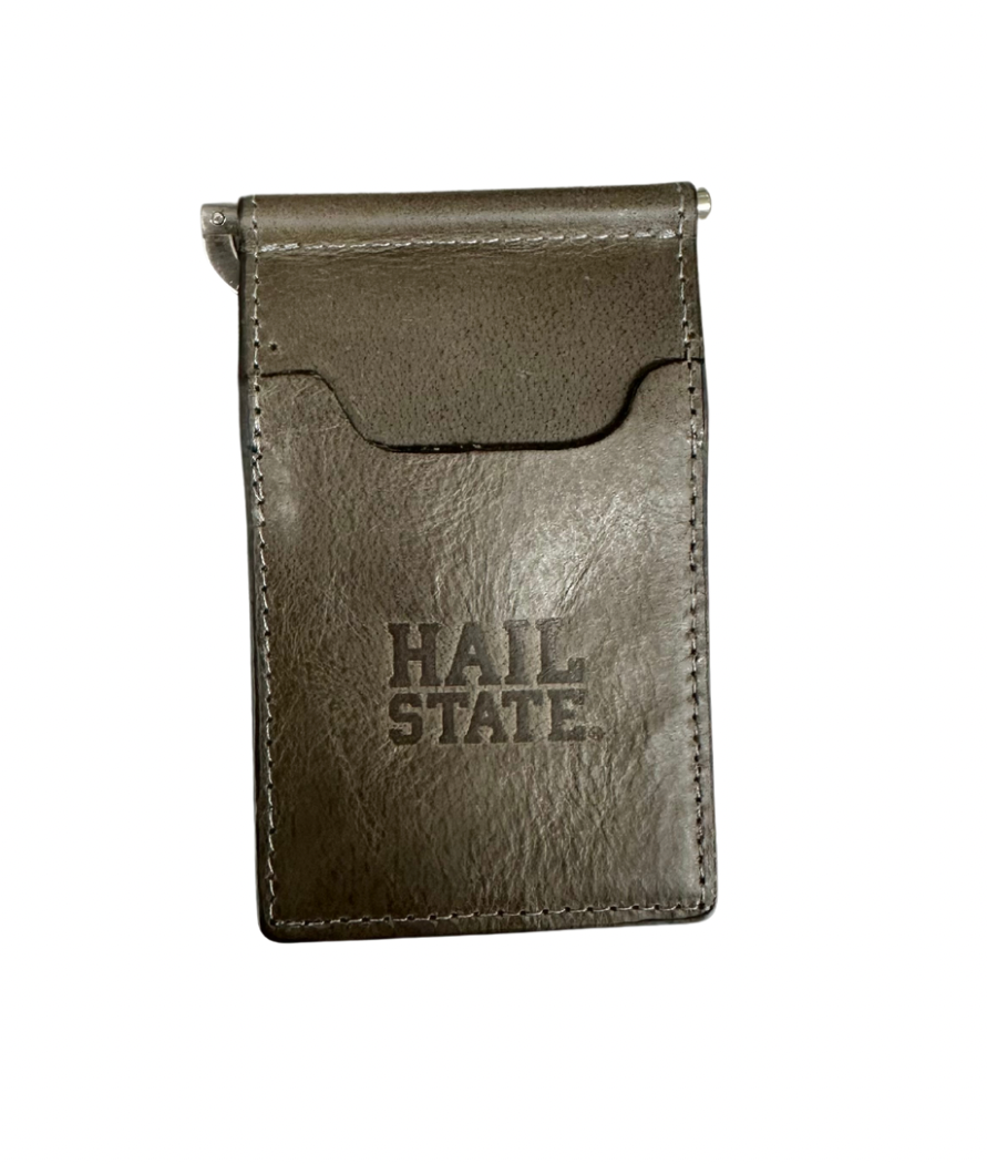 Grey Hail State Pocket Wallet with Clip Front