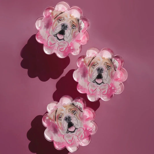 Scalloped Pink Bulldog Coaster