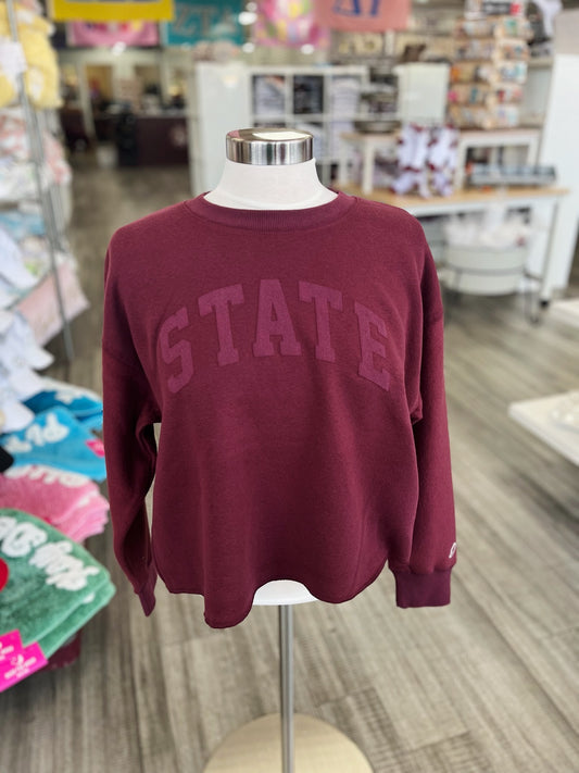 State Maroon Monochrome Reverse Fleece Sweatshirt