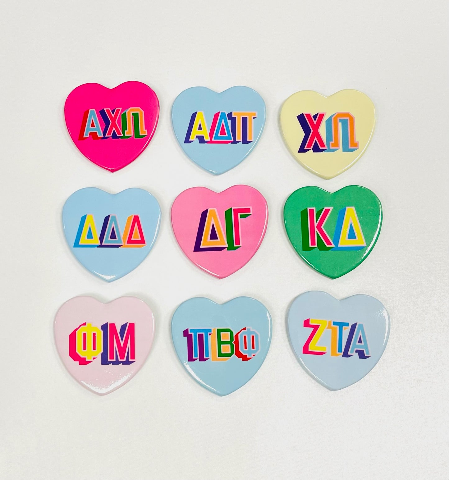 Small Sorority Heart Shaped Button