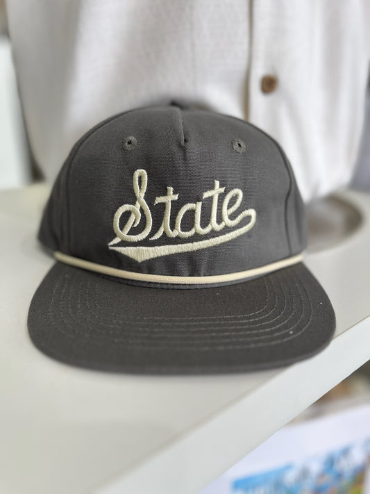 Grey State Script Rope Hat