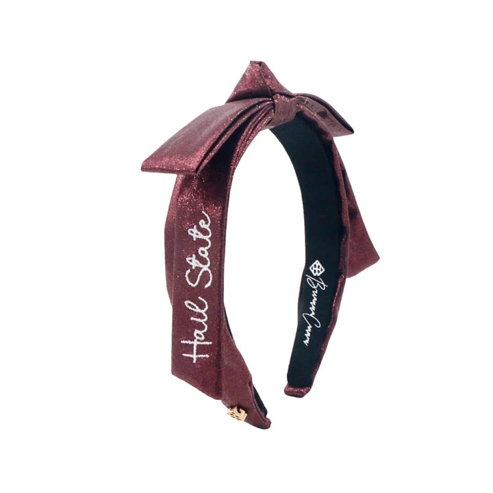 Mississippi State Embroidered Ribbon Bow Headband