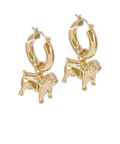 3D Bulldog Drop Earring