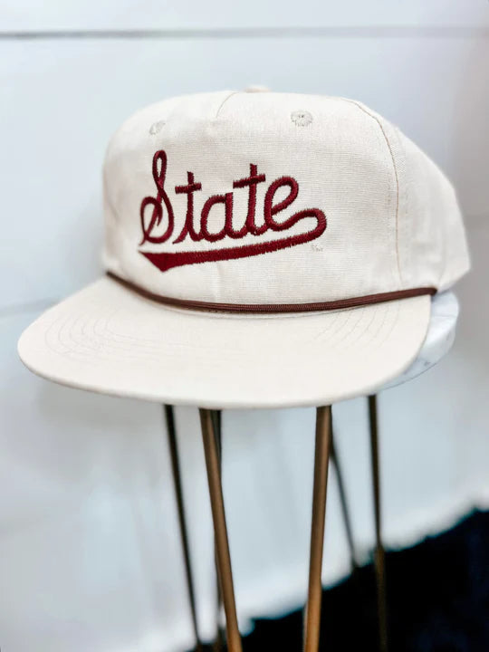 Cream State Script Rope Hat