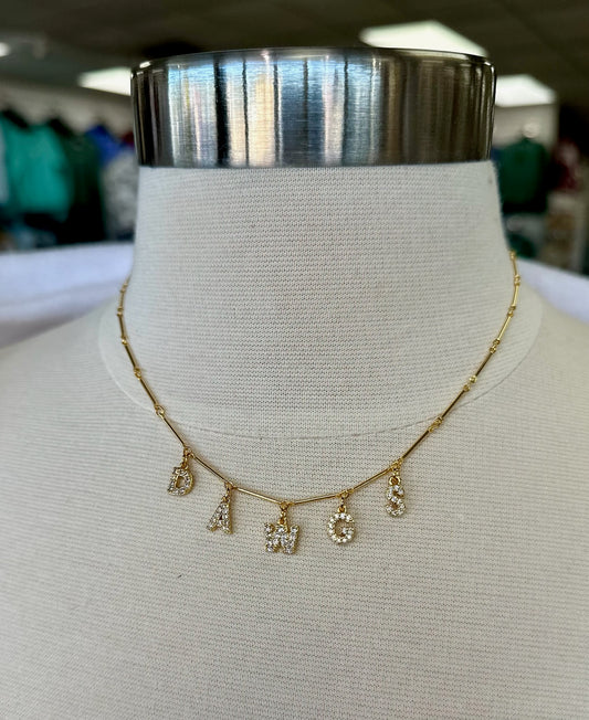 Dawgs Gold Drop Letter Necklace