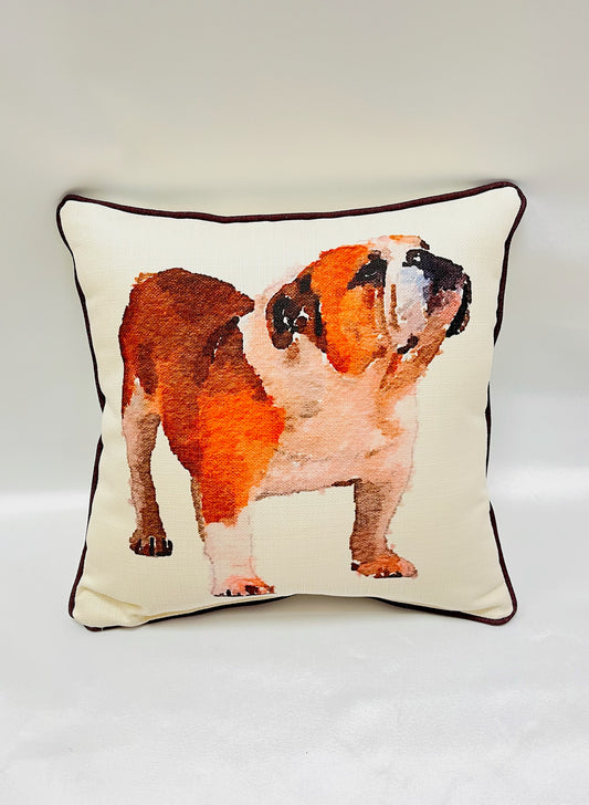 Watercolor Bulldog Pillow