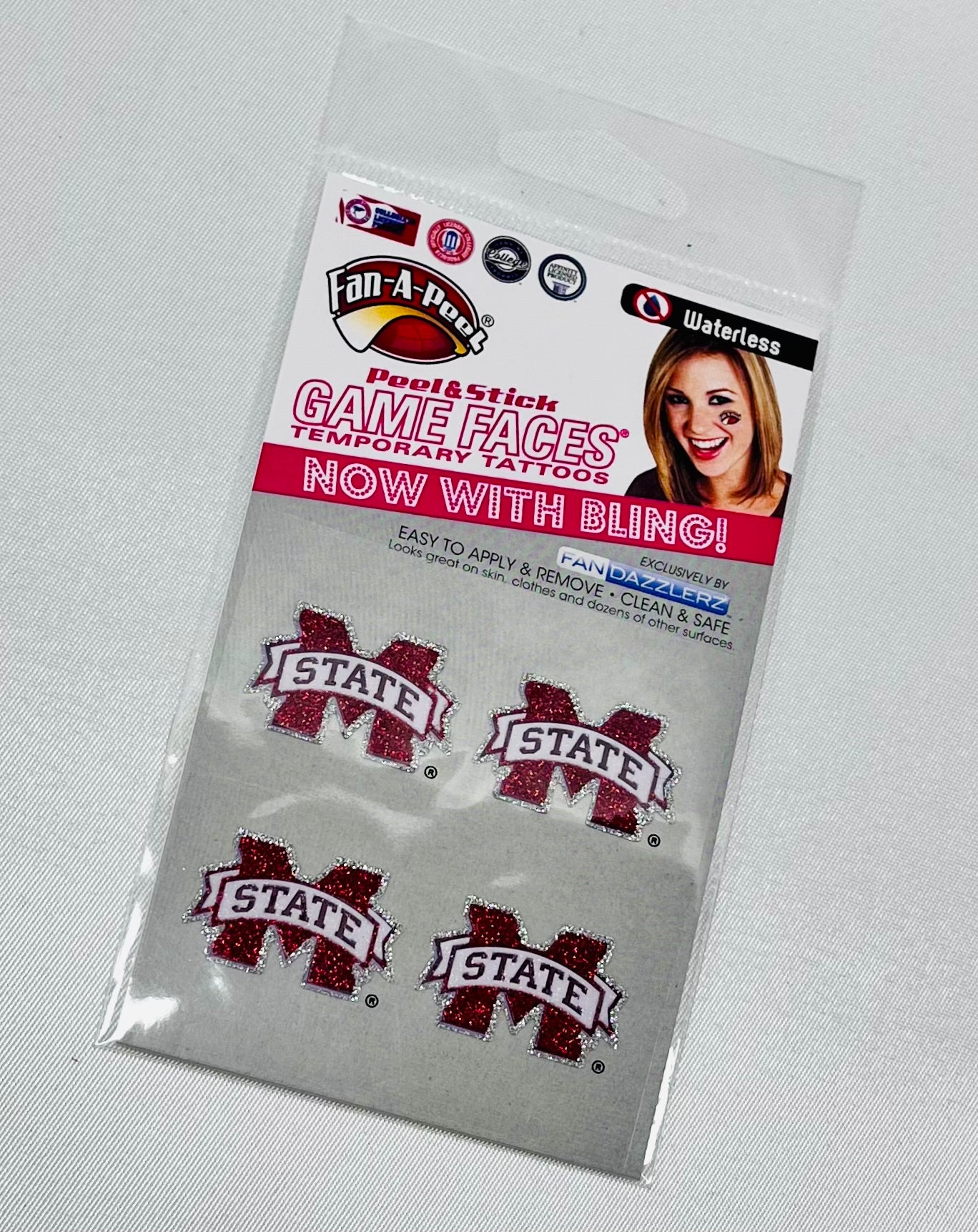 Glittery M Banner Waterless Face Tattoos