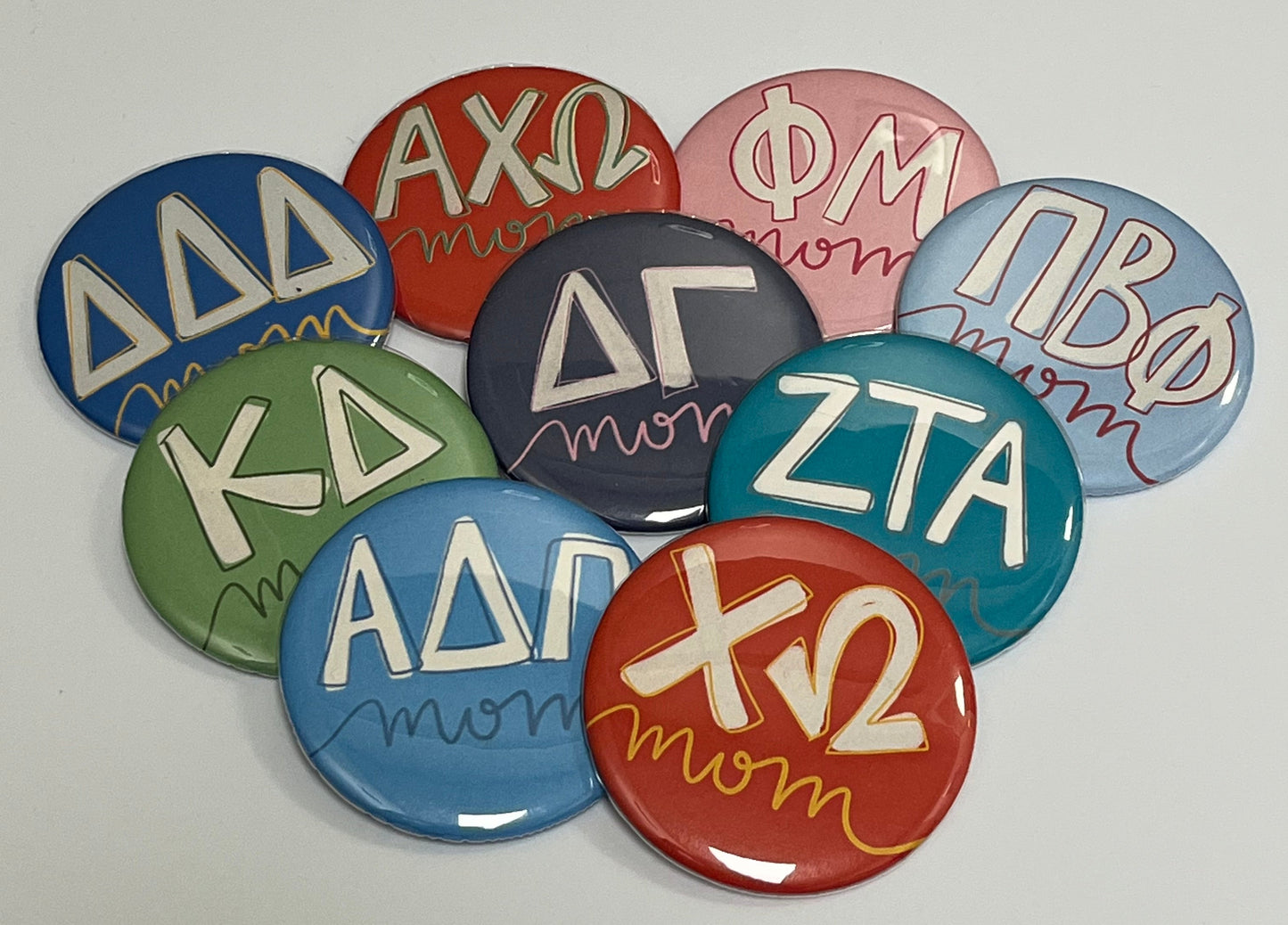 Sorority Mom Bubble Letter Buttons