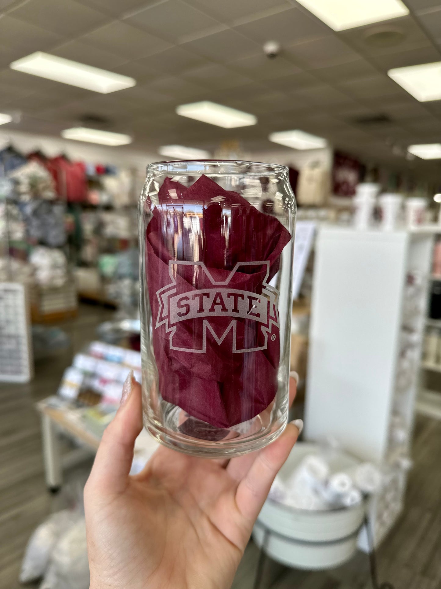 M Banner Glass Can