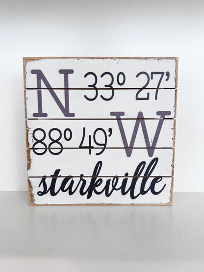 Starkville Coordinates Wooden Signs