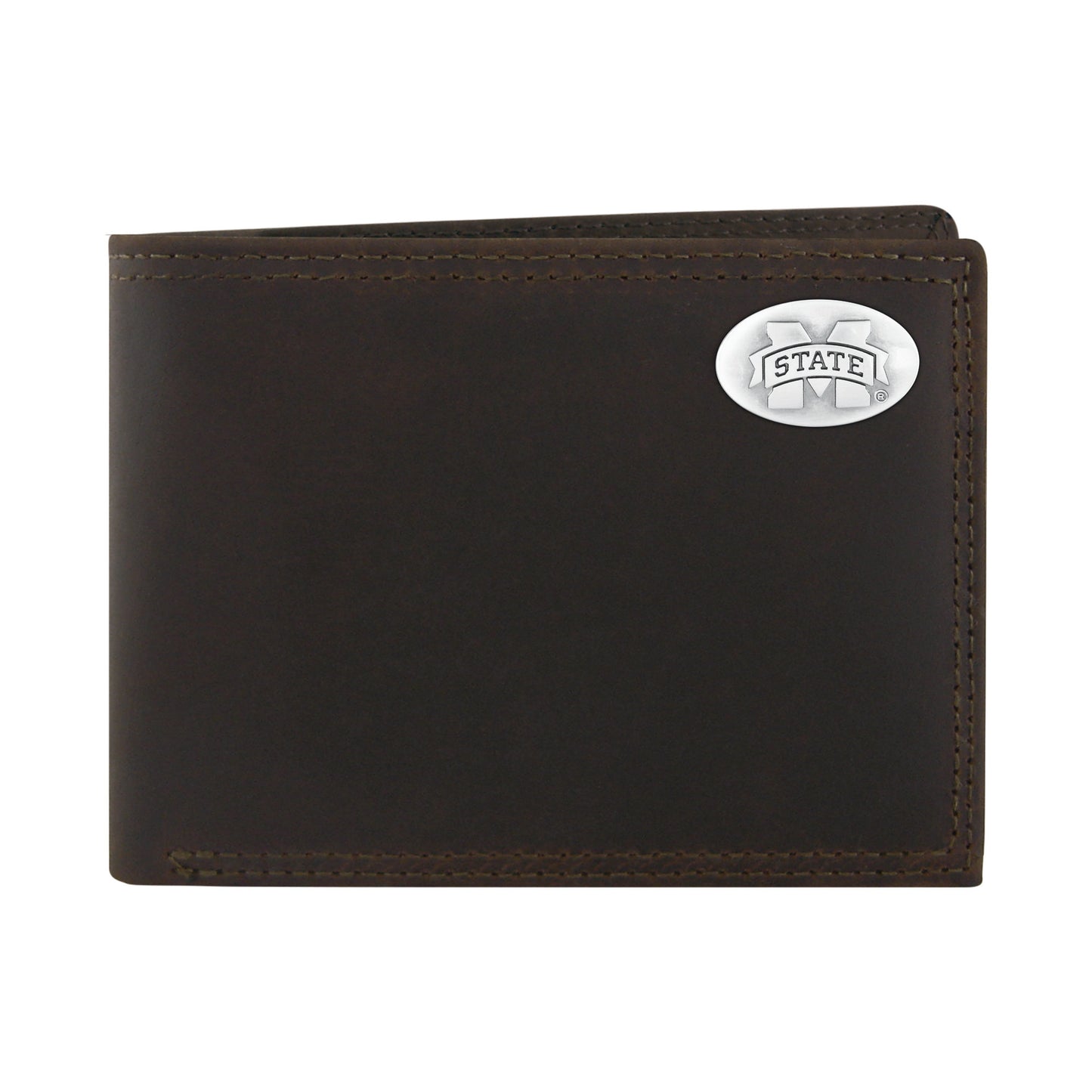 Light Brown Wallet with Silver M Banner Conch Emblem