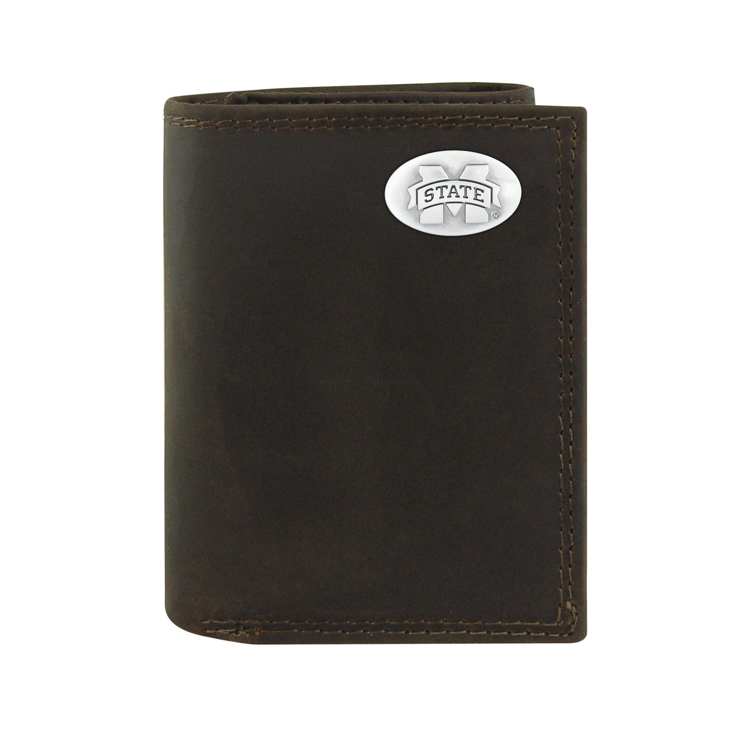 Light Brown Wallet with Silver M Banner Conch Emblem