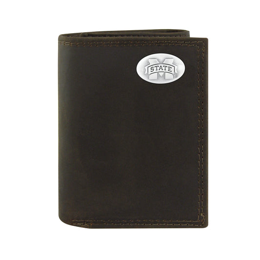 Light Brown Wallet with Silver M Banner Conch Emblem