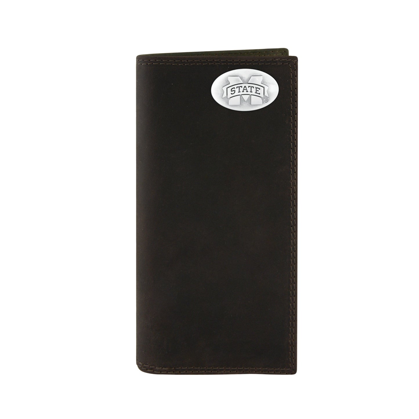 Light Brown Wallet with Silver M Banner Conch Emblem