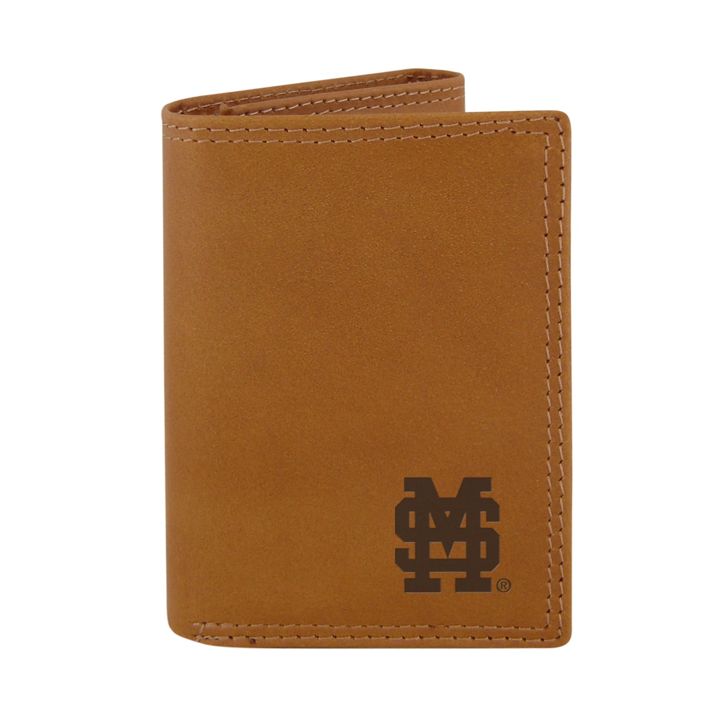 Tan Leather M over S Debossed Wallets