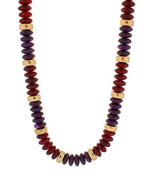 Maroon and Gold Beaded Necklace