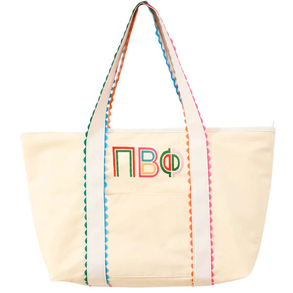 Multicolor Embroidered Sorority Tote
