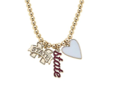 Bulldogs Beaded Charm Necklace