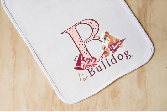 Pink B is for Bulldog Burp Cloth