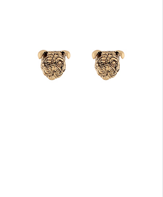 Bulldog Face Earrings