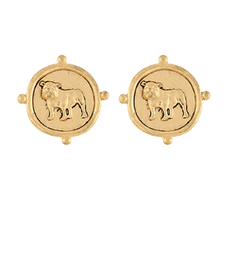 Standing Bulldog Coin Earrings