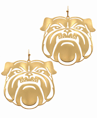 Bulldog Gold Front Faced Earrings