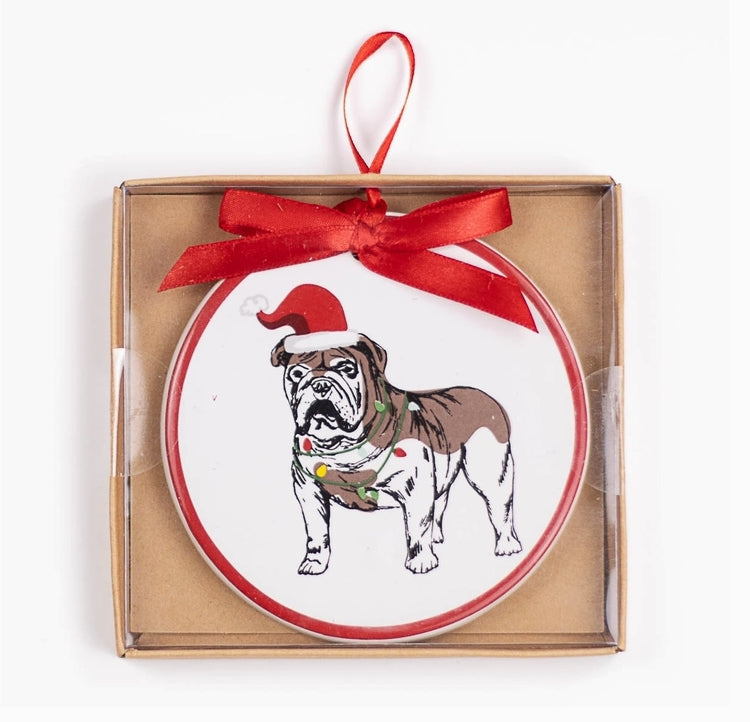 Merry Bulldog Ornament