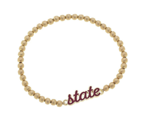 Maroon and Gold State Script Bracelet