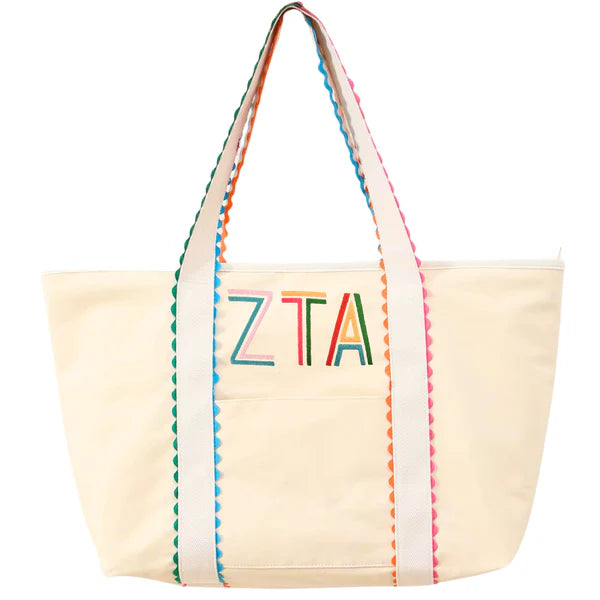 Multicolor Embroidered Sorority Tote